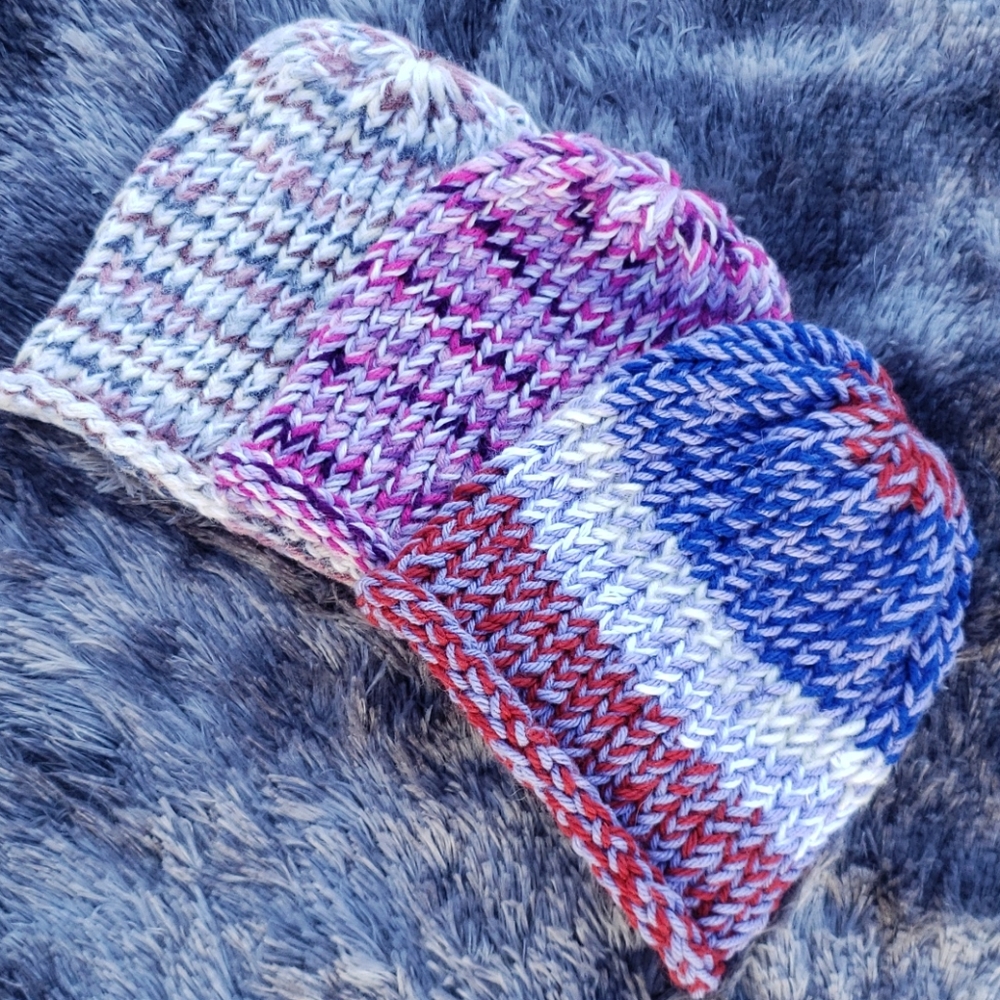 Bundle of 3 Handknit Kids Hats